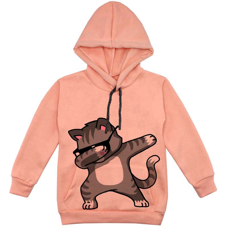 هودی پسرانه مدل گربه F30 رنگ گلبهی