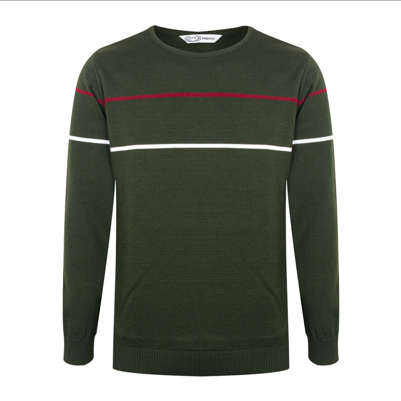 پلیور مردانه مدل یقه گرد نیم رگلان رنگ سبز