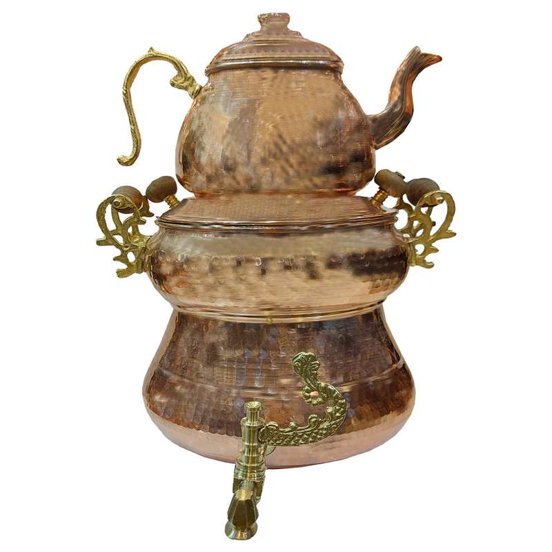 ست کتری و قوری مسی طرح چکش کاری کد 5698