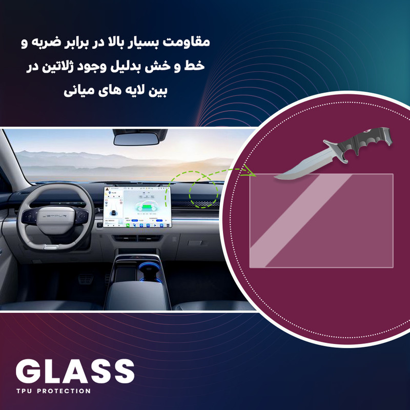 محافظ مانیتور خودرو گلس مدل Resistant-HD مناسب برای مانیتور تارا