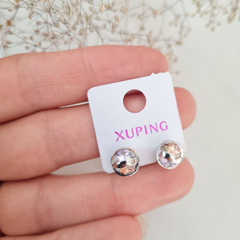 گوشواره زنانه ژوپینگ مدل توپی رنگی