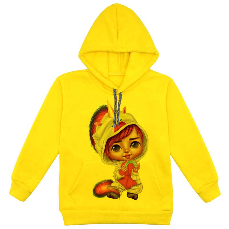 هودی دخترانه مدل دختر F57 رنگ زرد
