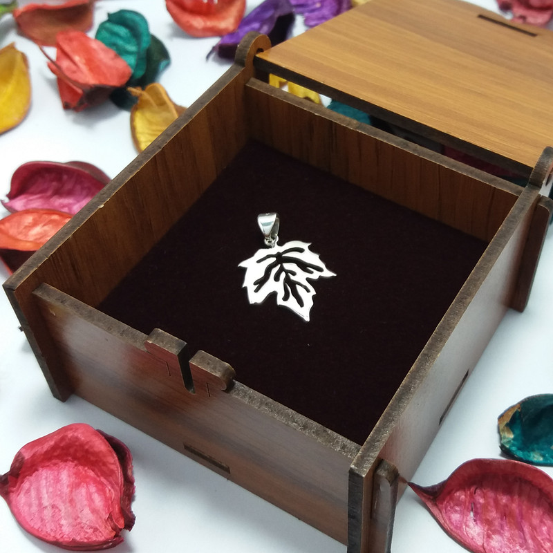 آویز گردنبند نقره زنانه مدل برگ پائیزی