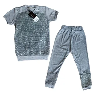 ست تی شرت و شلوار دخترانه مدل پولکی کد AS1359 رنگ طوسی