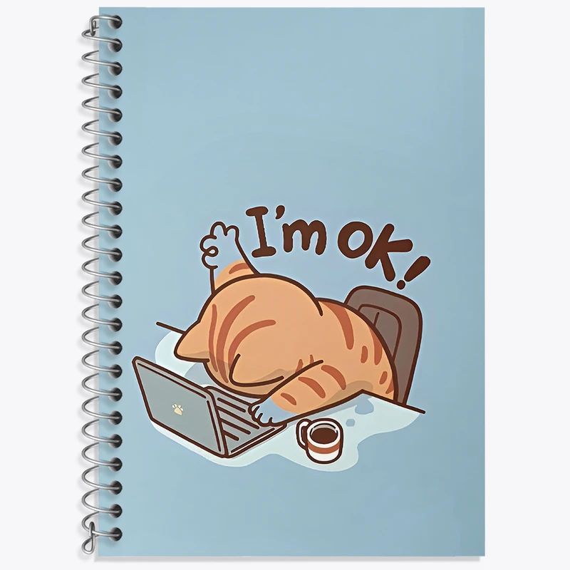 دفتر زبان 50 برگ خندالو مدل دو خط طرح گربه کیوت کد N3036