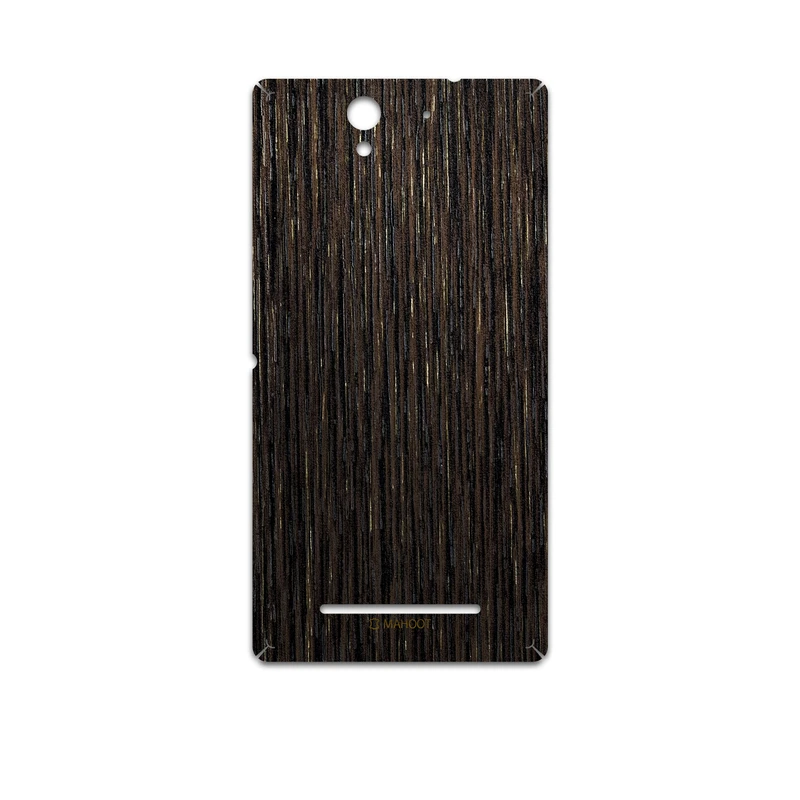 برچسب پوششی ماهوت مدل Dark-Gold-Stripes-Wood مناسب برای گوشی موبایل سونی Xperia C3 Dual