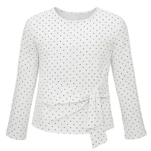 بلوز آستین بلند دخترانه کولزیون مدل خال خالی کد Tie-Knot