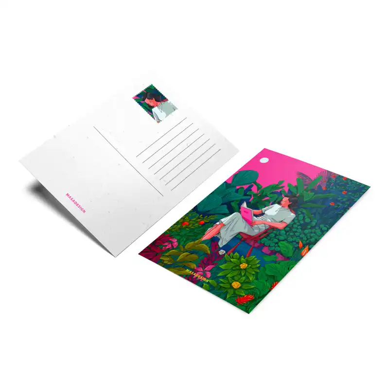 کارت پستال ماسا دیزاین مدل دختر و کتاب کد stkv0541