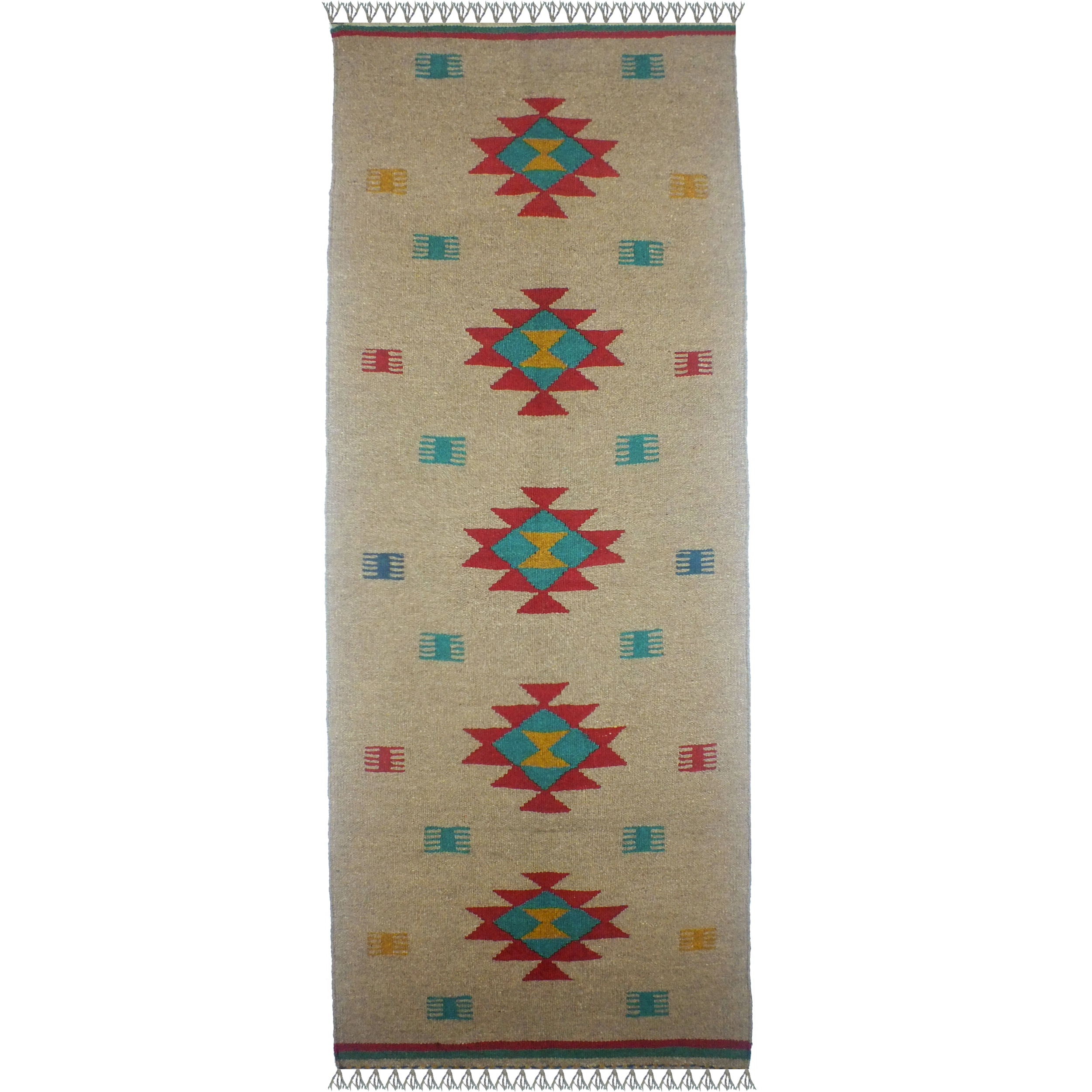 گلیم دستبافت کناره طول دو متر آریا راگز کد ksr 23408 