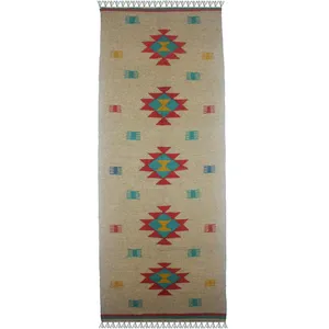 گلیم دستبافت کناره طول دو متر آریا راگز کد ksr 23408 