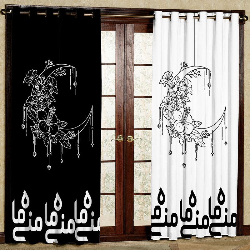 پرده طرح ماه منی مدل مخمل پانچی کد 1820a W سایز 140x200 سانتی متر