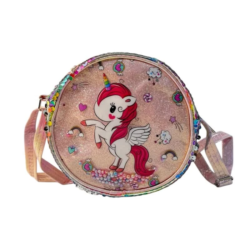 کیف رودوشی دخترانه مدل یونیکورن پولکی کد KD-114
