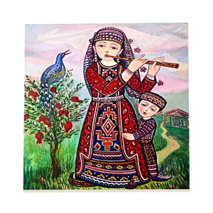 کاشی طرح دختر روستایی کد f129