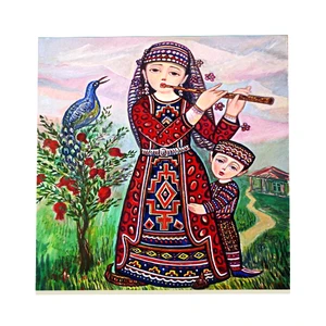 کاشی طرح دختر روستایی کد f129