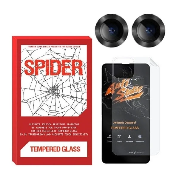 حافظ صفحه نمایش اسپایدر مدل 2ASN مناسب برای گوشی موبایل اپل iPhone 11 به همراه محافظ پشت گوشی و محافظ لنز دوربین