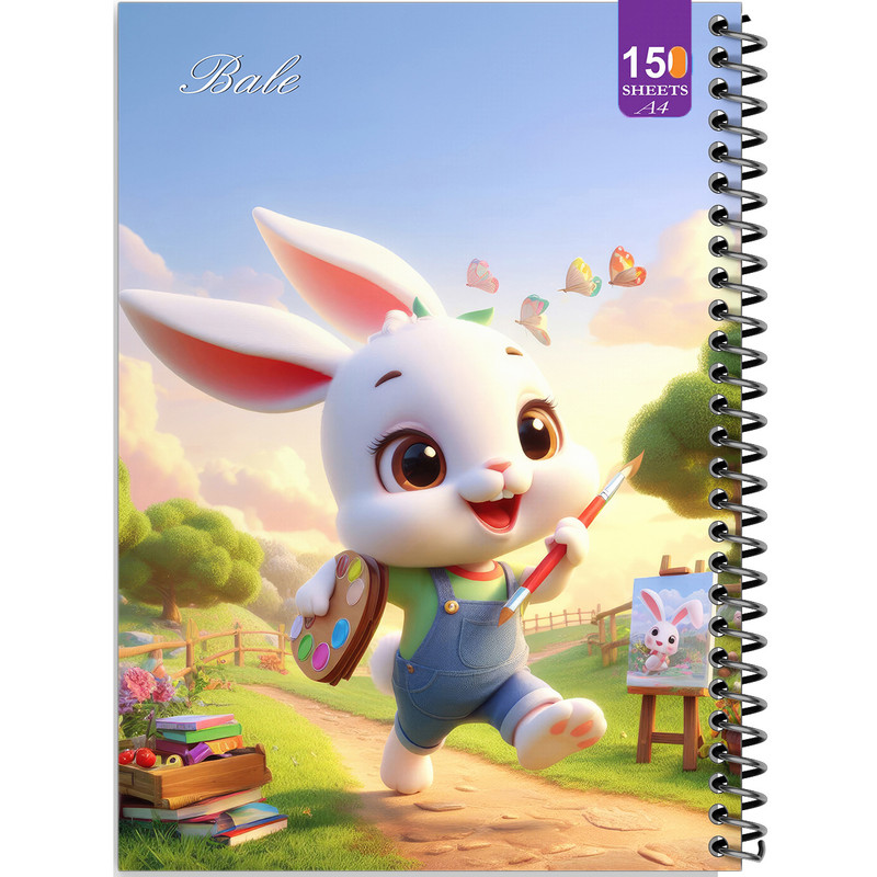 دفتر نقاشی 150 برگ انتشارات بله مدل رحلی طرح فانتزی خرگوش کوچولوی نقاش کد A4-P201