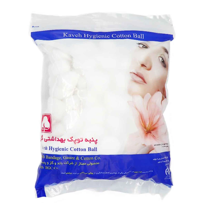 پنبه آرایشی کاوه مدل توپکی وزن 100 گرم مجموعه 2 عددی
