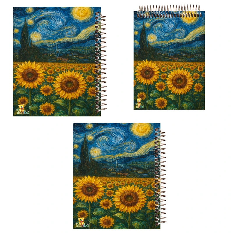 دفتر 100 برگ بانیبو مدل شب پرستاره ونگوگ کد 2730 مجموعه 3 عددی