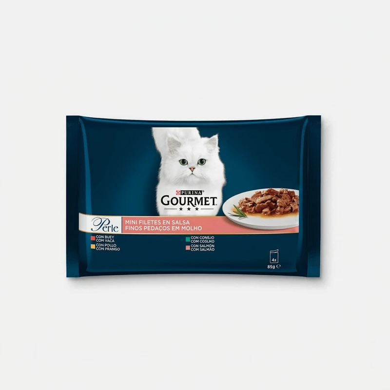 پوچ گربه گورمت مدل Perle Fine Cuts in Gravy Multipack وزن 85 گرم بسته 4 عددی