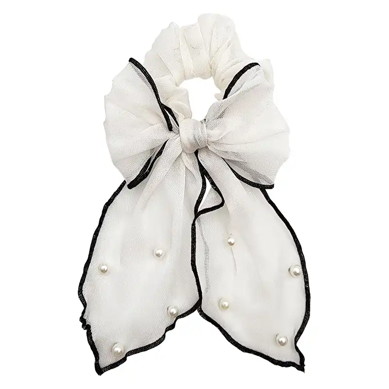 کش مو زنانه مدل پاپیون مرواریدی کد KSH745-A بسته 3 عددی