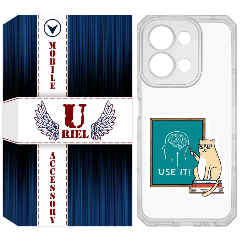 کاور یوریل مدل Clear کد 95 طرح گربه عاقل مناسب برای گوشی موبایل شیائومی Redmi 15C 4G