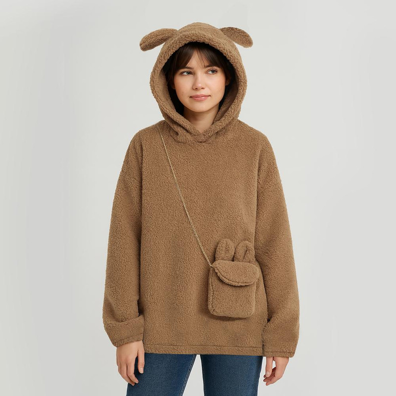 هودی زنانه مدل خرگوشی به همراه کیف