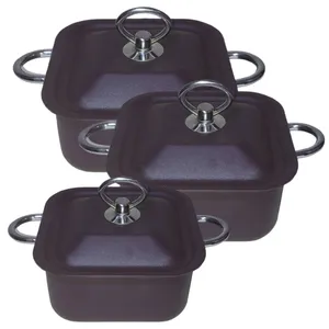 سرویس قابلمه گرانیتی 6 پارچه مدل مربع