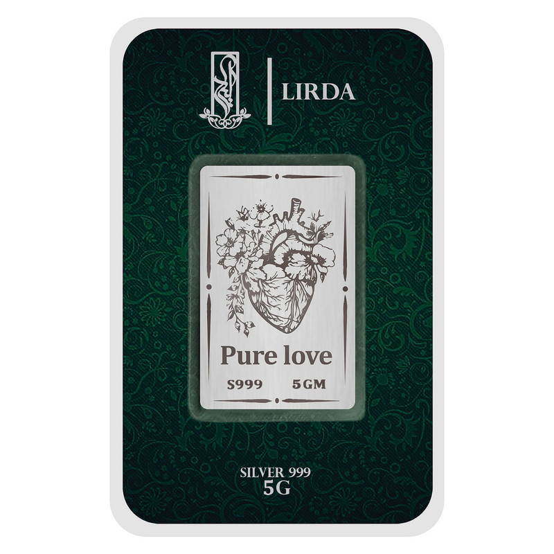 شمش نقره لیردا طرح قلب و گل کد 999-5 Pure Love