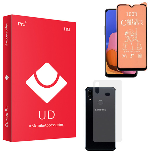 محافظ صفحه نمایش سرامیکی مات یو دی مدل HQ مناسب برای گوشی موبایل سامسونگ Galaxy A10s به همراه محافظ پشت گوشی