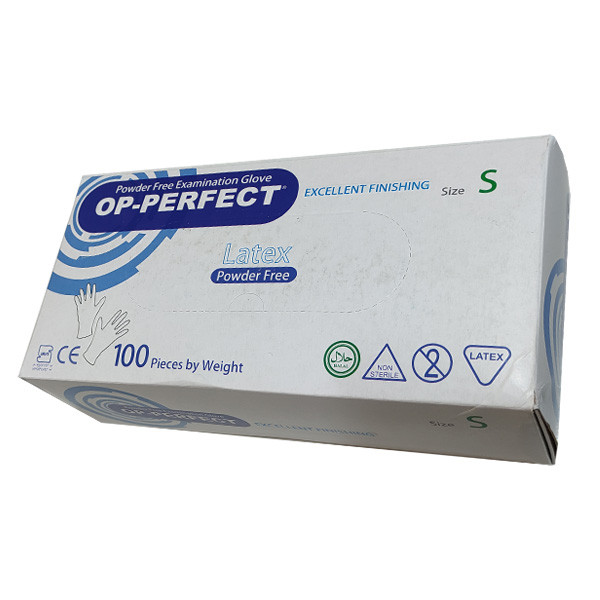 دستکش یکبار مصرف لاتکس حریر مدل OP-PERFECT سایز اسمال مجموعه 5 عددی