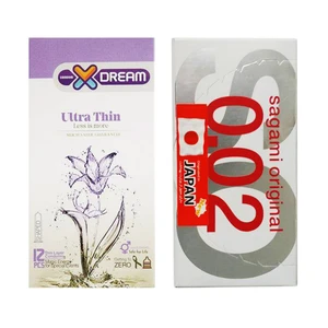 کاندوم ساگامی مدل Normal بسته 2 عددی به همراه کاندوم ایکس دریم مدل Ultra Thin بسته 12 عددی