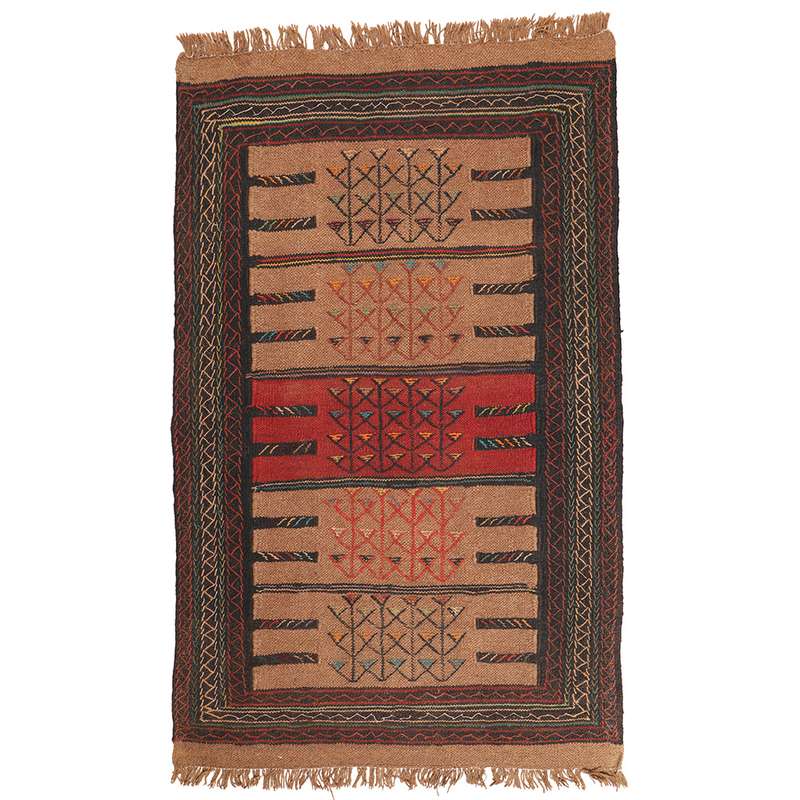 گلیم دستبافت دو متری طرح سفره کردی کد 140885