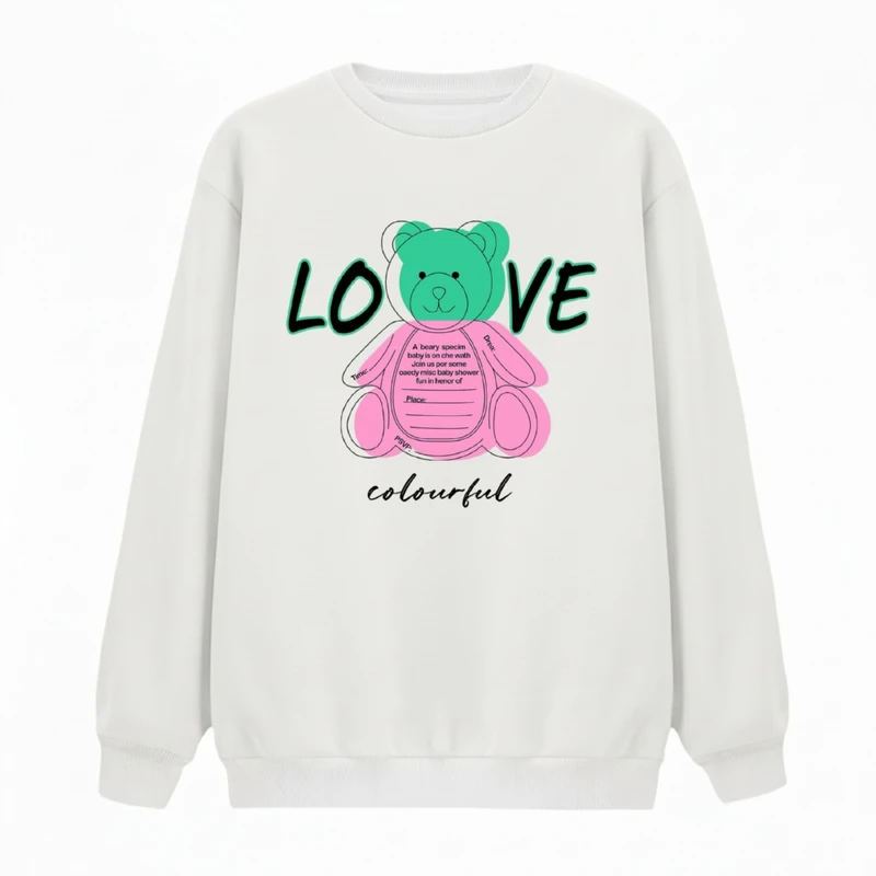 سویشرت زنانه مدل خرس رنگارنگ 