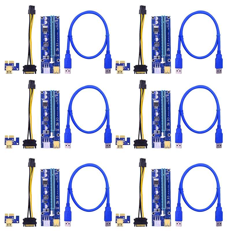 رایزر کارت گرافیک تبدیل PCI EXPRESS X1 به X16 مدل 009S مجموعه 6 عددی