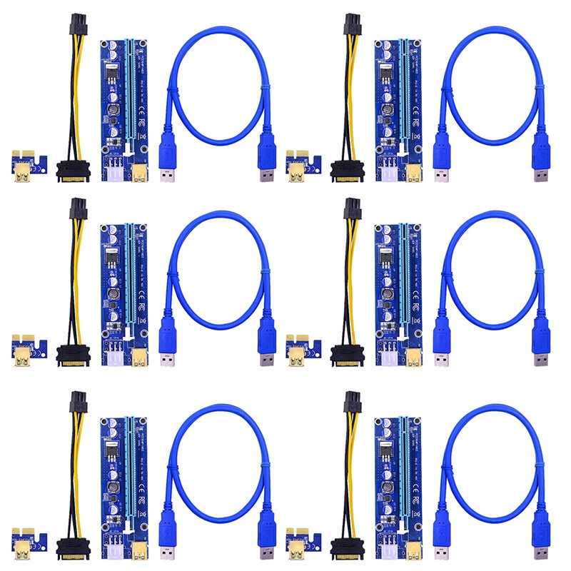 رایزر کارت گرافیک تبدیل PCI EXPRESS X1 به X16 مدل 009S مجموعه 6 عددی