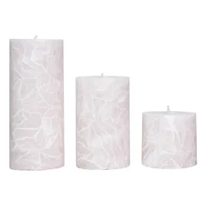 شمع مدل استوانه کوبیسم طرح الماس درخشان بسته 3 عددی