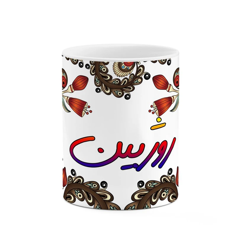 ماگ کاکتی مدل اسم روژبین طرح سنتی گل و بته کد mgh45305