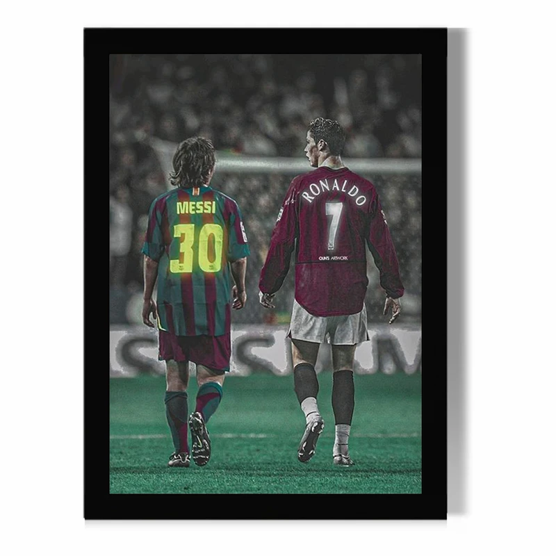 تابلو مدل دیواری طرح رونالدو و مسی Ronaldo and Messi کد FD498