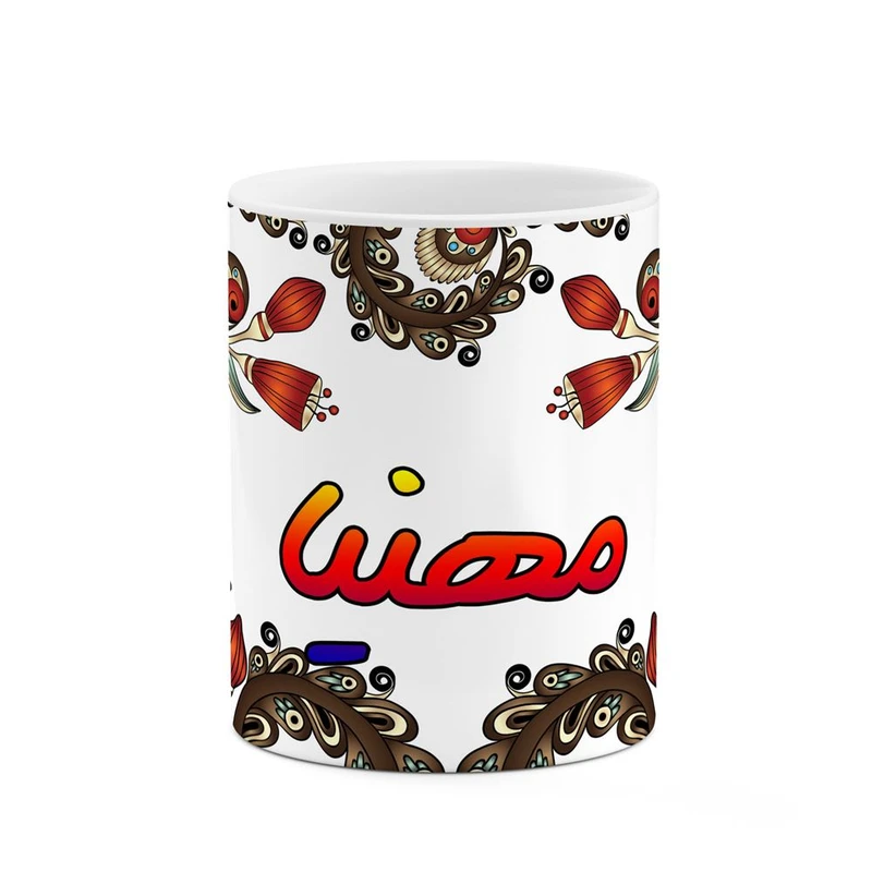 ماگ کاکتی مدل اسم مهنیا طرح سنتی گل و بته کد mgh47811