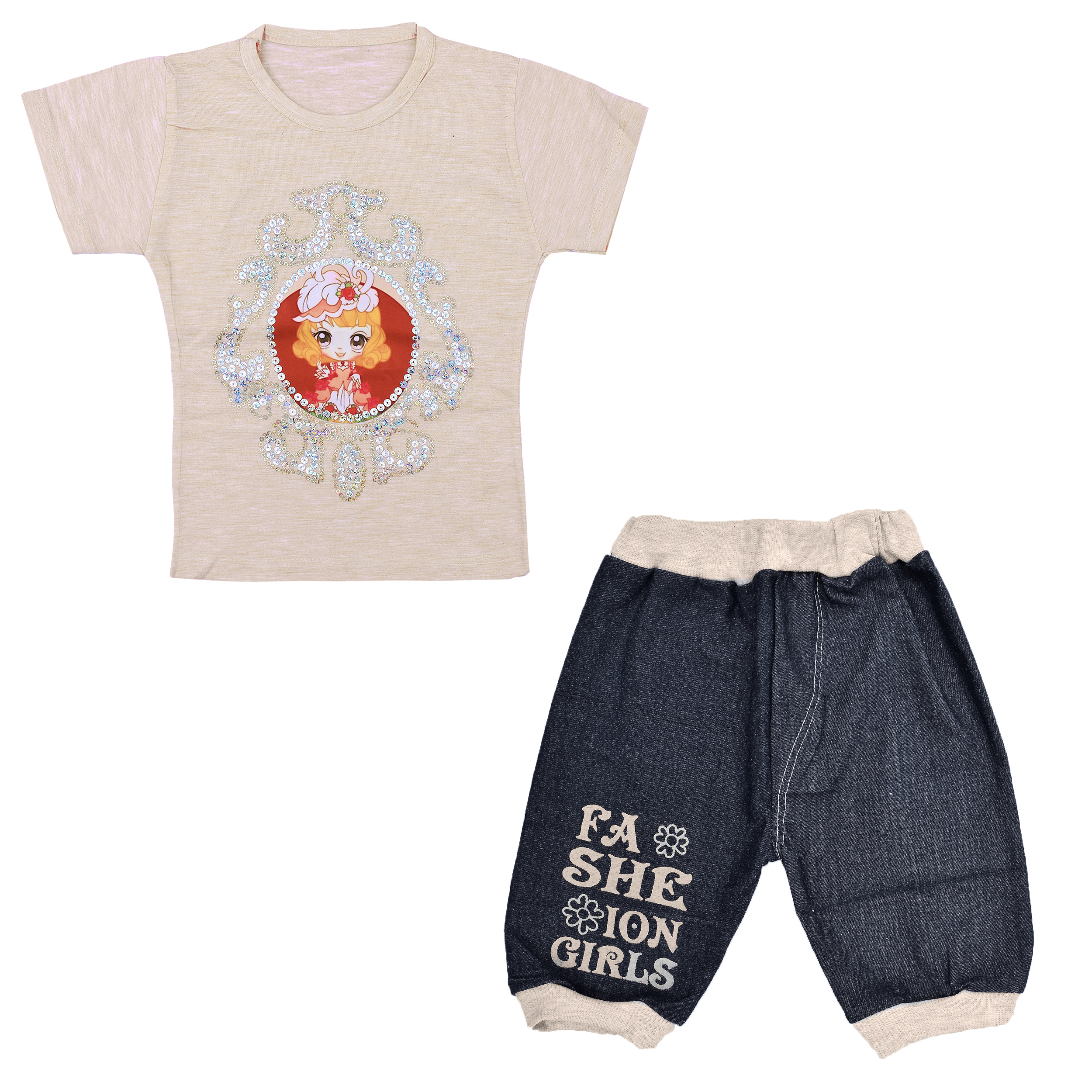 ست تی شرت و شلوارک نوزادی دخترانه کد 2023KT