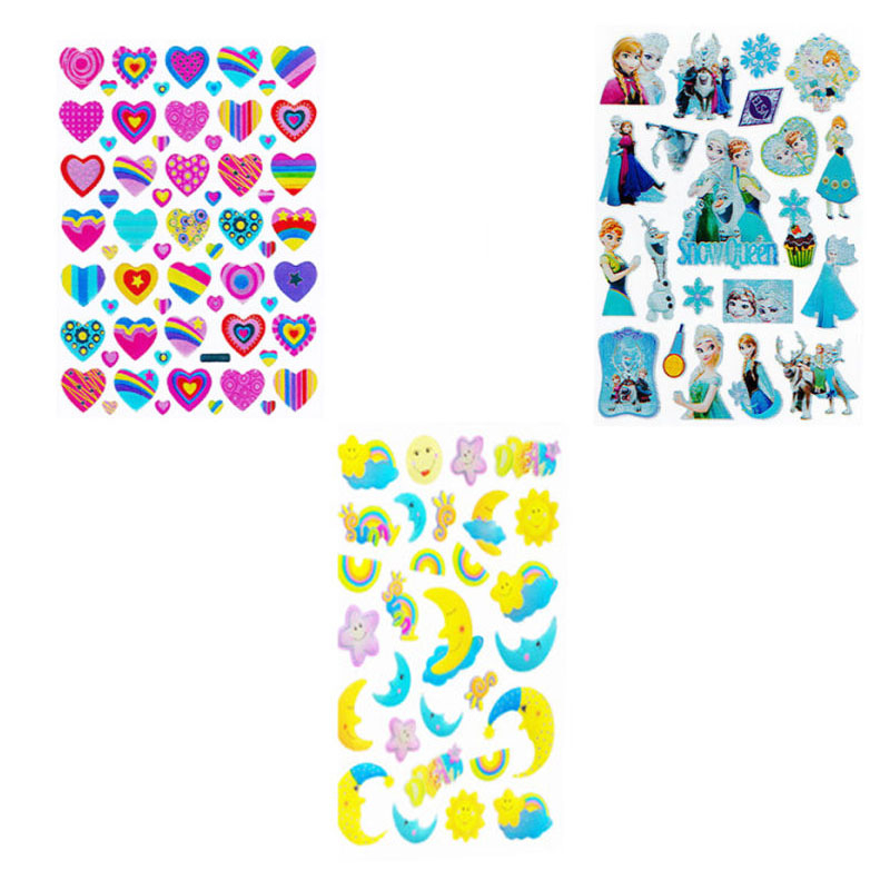 استیکر کودک طرح ماه و ستاره و قلب و فروزن کد FT111 مجموعه 15 عددی