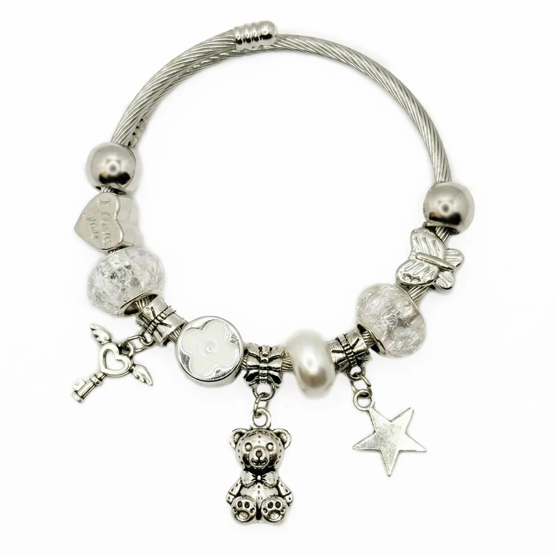 دستبند النگویی زنانه مدل خرس تدی کد P300