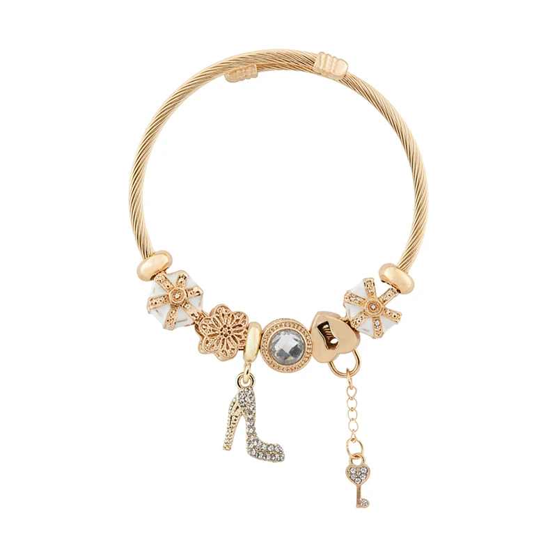 دستبند النگویی زنانه مدل پاندورا طرح کفش کد 2130