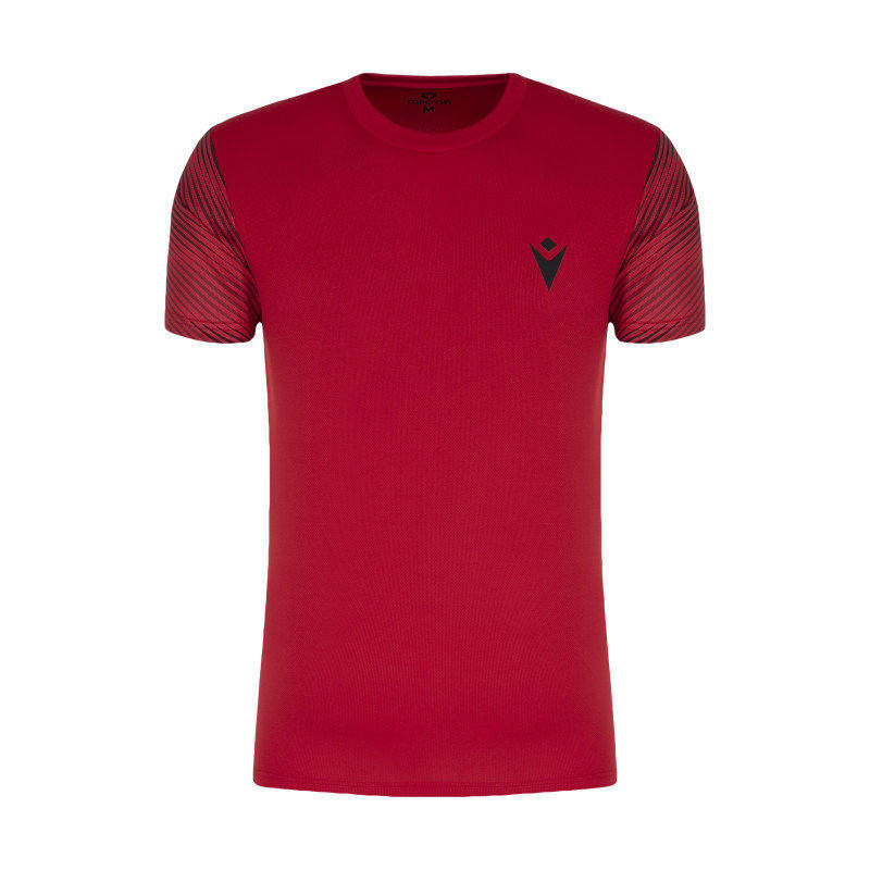 تی شرت آستین کوتاه ورزشی مردانه مکرون مدل سین رنگ قرمز