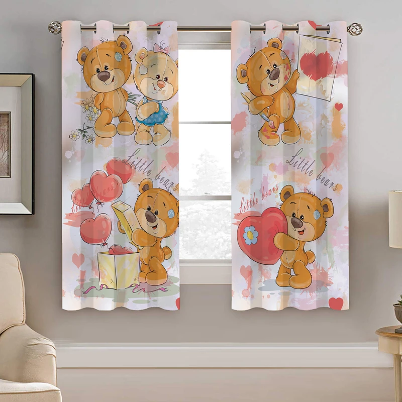 پرده نیروانا طرح خرس کودک مدل مخمل کد 8218 سایز 140×200 سانتی متر