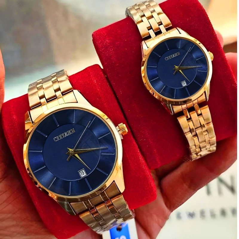 ست ساعت مچی عقربه‌ای زنانه و مردانه مدل کوارتز خطی کد 08