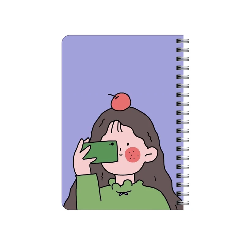 دفترچه یادداشت بامبیلیپ مدل چوبی طرح دختر عکاس و سیب کد 7700968