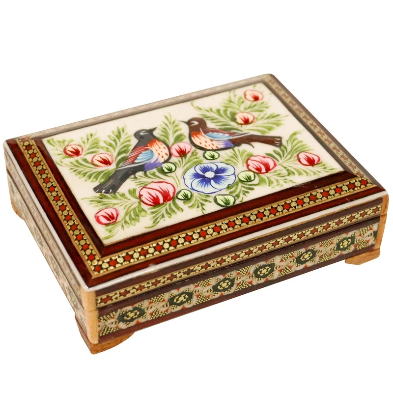 جا کارتی خاتم کاری طرح گل و مرغ برجسته کد 10p7c RA جا کارتی خاتم کاری طرح گل و مرغ برجسته کد 10p7c RA