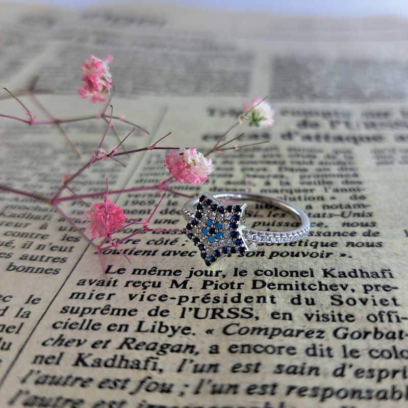 انگشتر نقره زنانه ملک زیور مدل ستاره چشم زخم کد 17