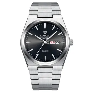 ساعت مچی عقربه‌ای کوارتز مردانه بین باند مدل کلاسیک دی دیت بند استیل کد B6